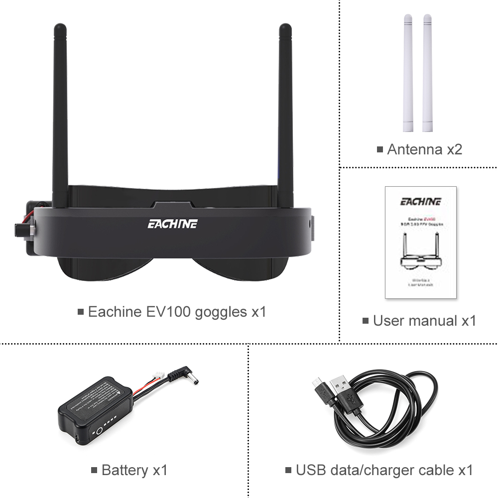 Eachine kacamata FPV EV100, ca - Fpv Drone Goggles ulasan dan harga
